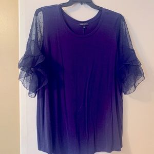 Lane Bryant Blue Tee with Sheer Sleeves